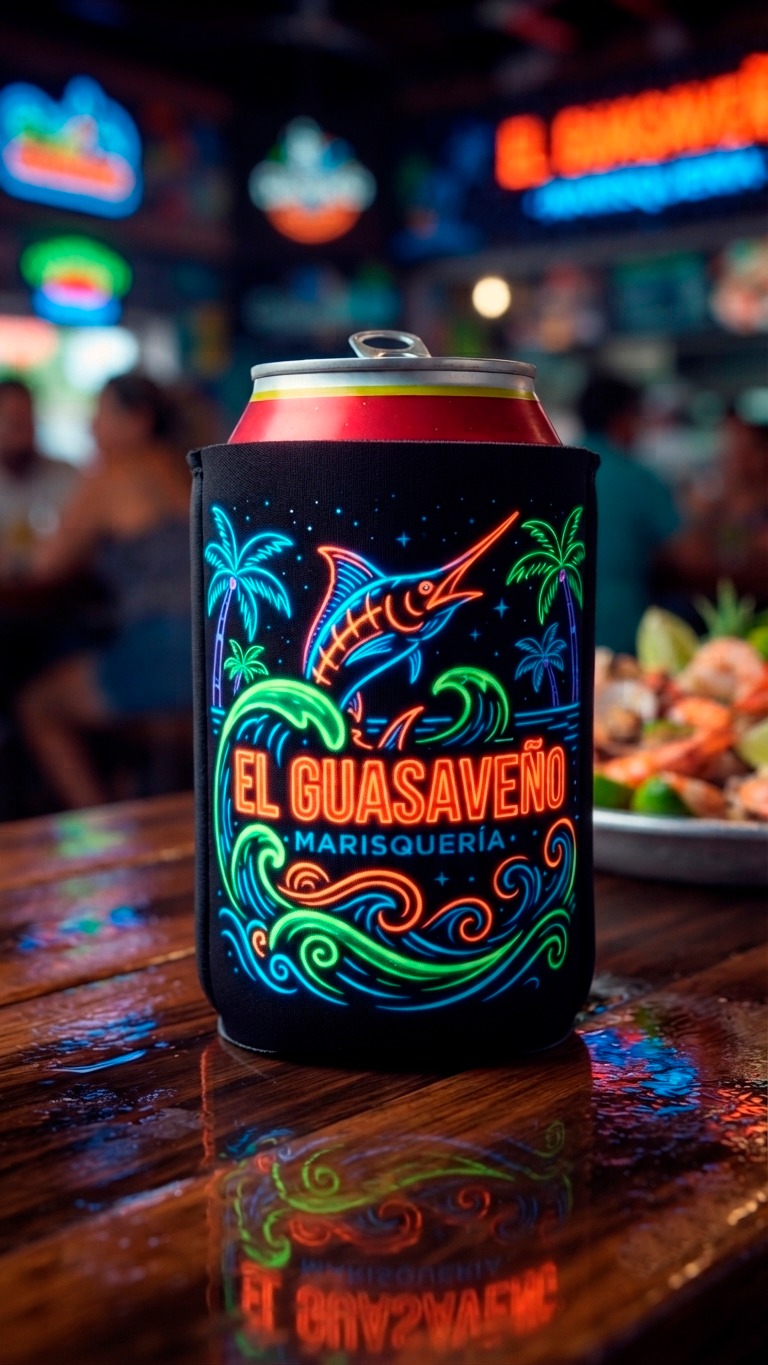 Porta latas de neopreno personalizado